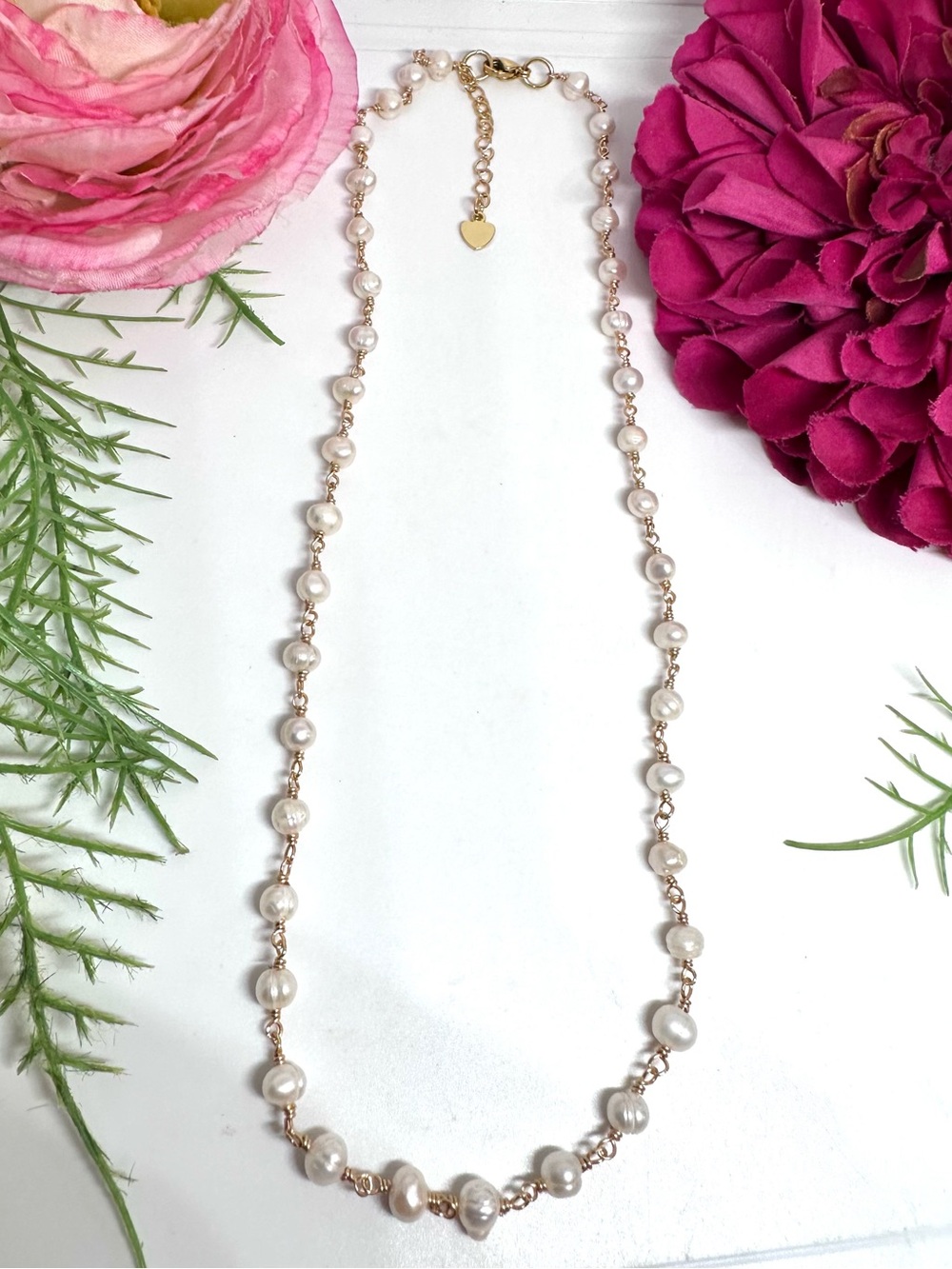 NEW⚜️Freshwater Pearl Chain Beaded Necklace